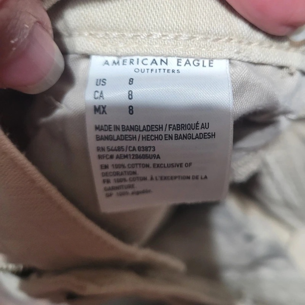 American Eagle Outfitters Beige Frayed High-Rise Jean Shorts - Picture 2 of 3